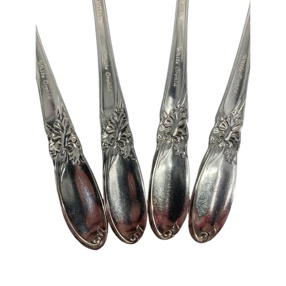 Lot of 4 Oneida community white Orchid silver plate salad fork - Picture 5 of 6